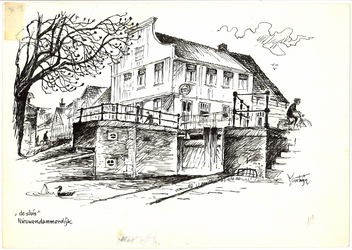 CMO00400-327 Café 't Sluisje aan het sluizencomplex met voorbijgaande fietsers. Illustratie nr 19 in Rondom Volewijck ...